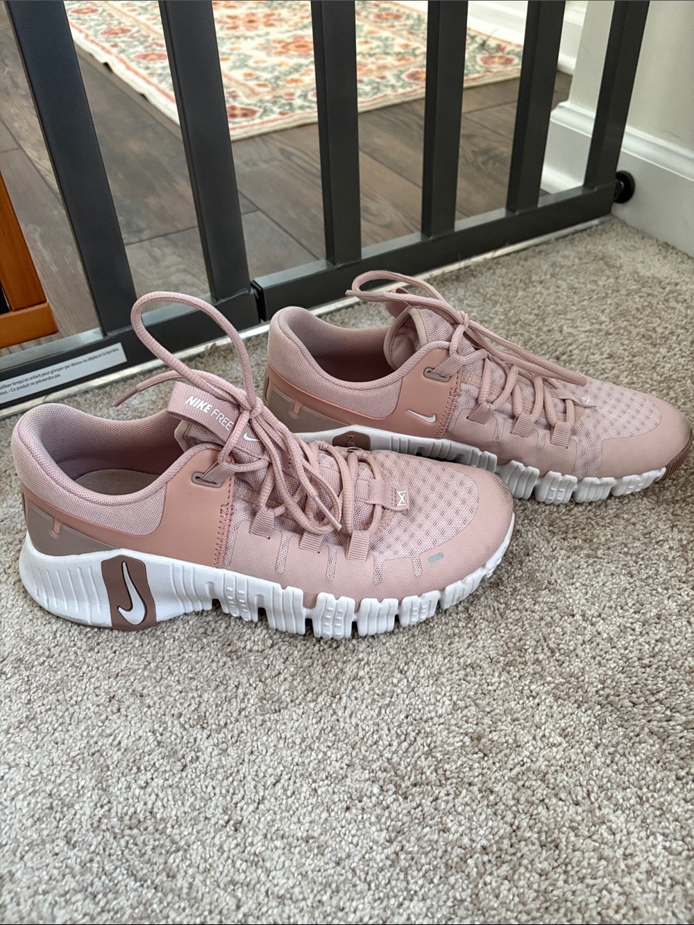Nike Women's MetCon Sneakers in Dusty Rose and White